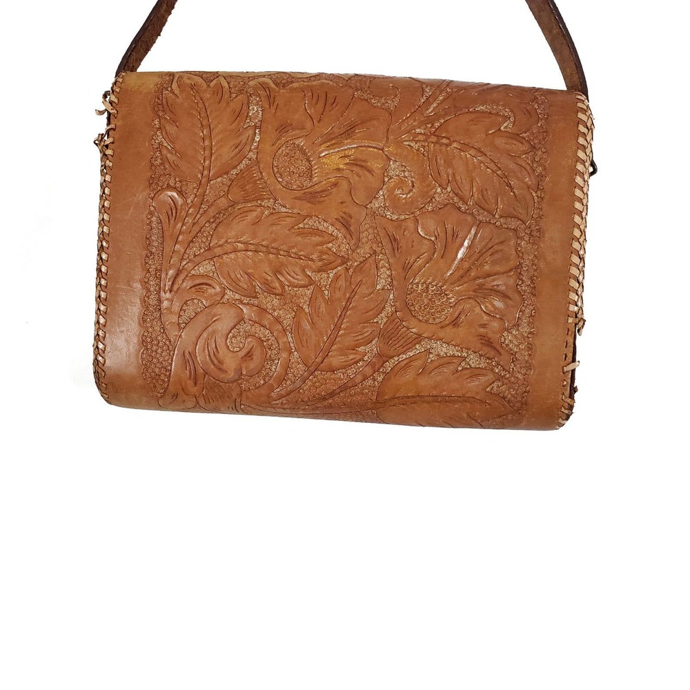 Vintage Artisan Handtooled Leather Bag - Picture 2 of 9